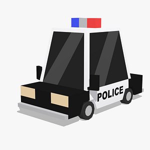 3D model Cartoon Police Car Low Poly Stylized Vehicle