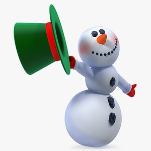 cartoon snowman snow rigged 3D