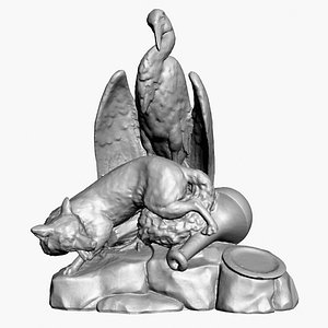 sculpture fox stork raw model