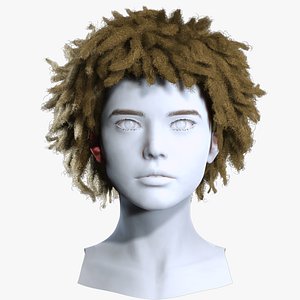 3D Unisex Short Messy Dreadlock Shag - Game Ready Hair Cards model
