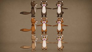 Animated Marten Game Ready Low-poly 3D model