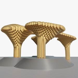 Wooden Waffle Outdoor Plaza 3D model
