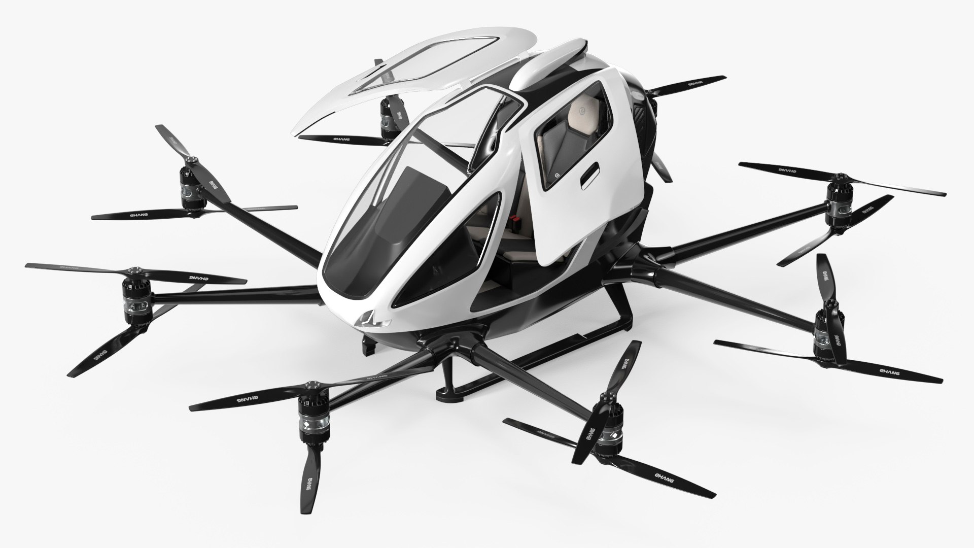 Qiang 217 Passenger Multirotor Aircraft Static White Rigged for Cinema 4D 3D model preview
