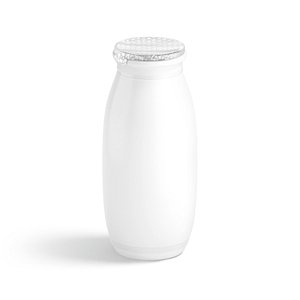White Plastic Yogurt Bottle - small yoghurt milk package 3D model