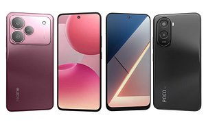 Xiaomi Poco M7 4G Black And Realme P4 Forge Red model