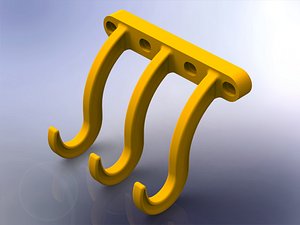 Plastic Triple Wall Hook 3D model