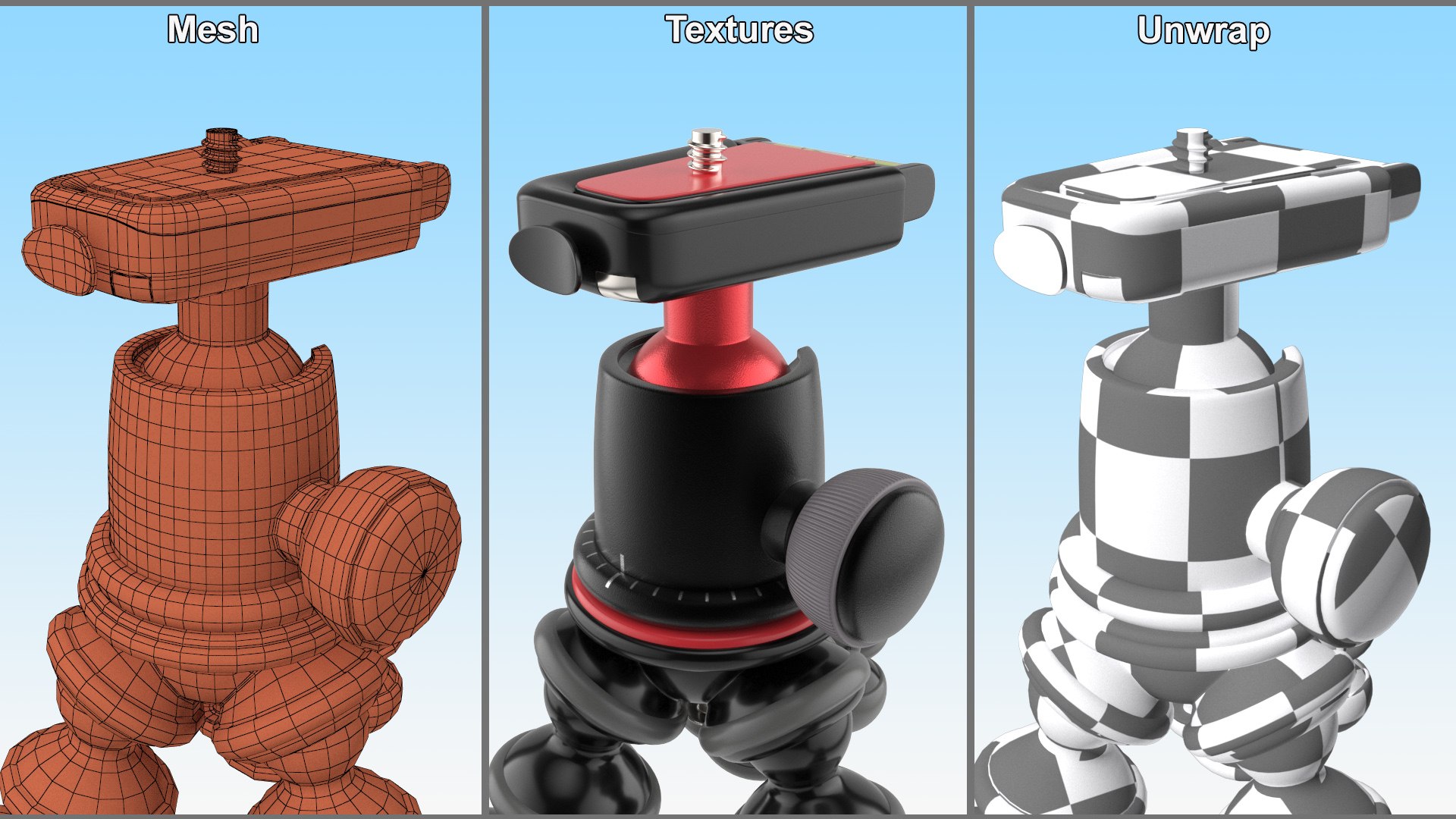 3D Flexible Tripod for Camera Low Position https://p.turbosquid.com/ts-thumb/ys/ZgkYTX/a7/flexible_tripod_for_camera_low_position_009/jpg/1746920638/1920x1080/fit_q87/48bbe60cbfb754a666e40522daeeb47a659400d9/flexible_tripod_for_camera_low_position_009.jpg