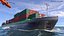 Low Draft Shipping Vessel Fully Loaded Green Rigged for Maya 3D model