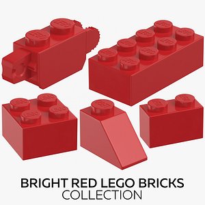 3D bright red lego bricks