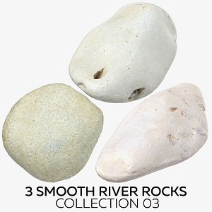 3D 3 smooth river rocks model