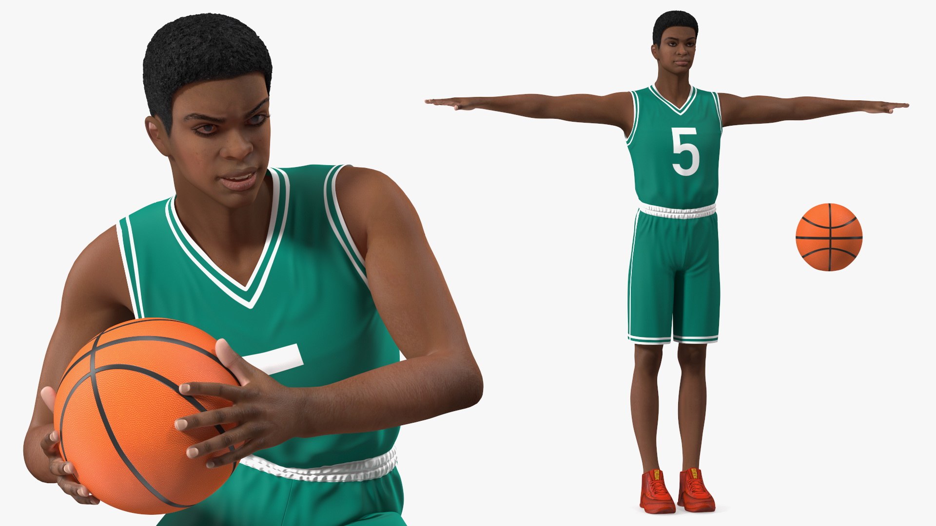 Light Skin Young Man Basketball Player Rigged for Cinema 4D 3D model preview