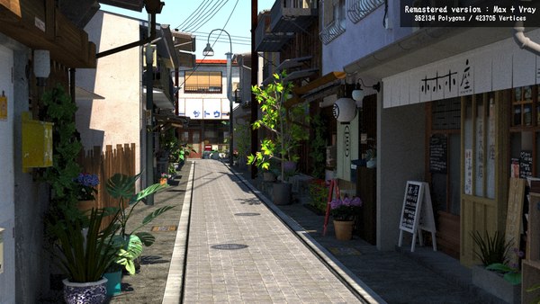 Old japanese street model - TurboSquid 1472202