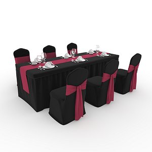 3D Banquet Table and Chair 123 model