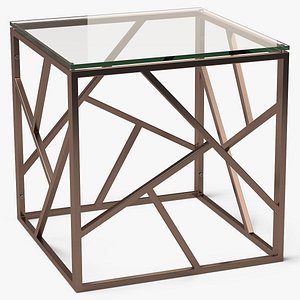 End Table Square Metal/Glass 015