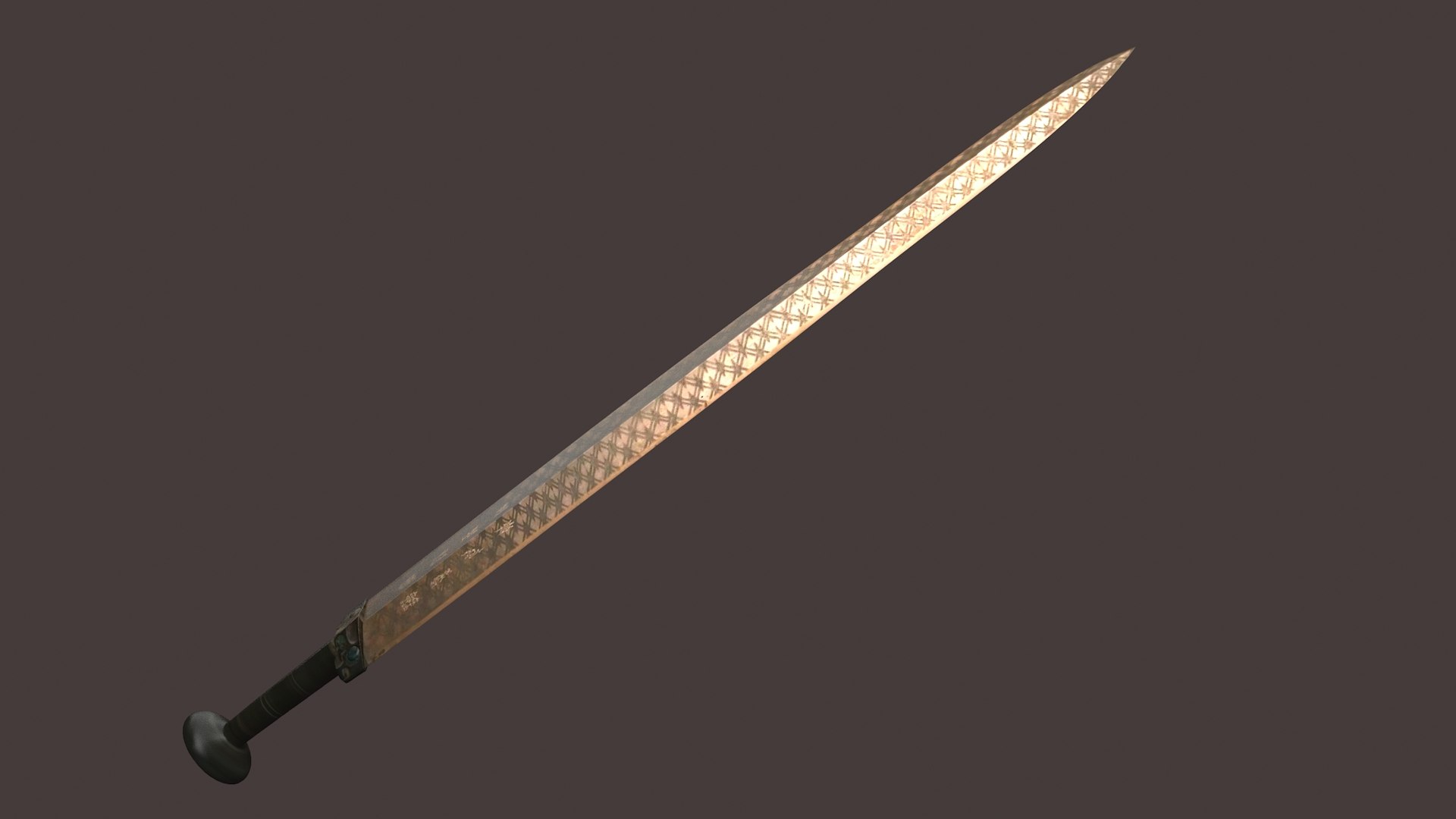 3D Sword Flachion Fantasy Steel Bronze Gold Weapons Melee Model ...