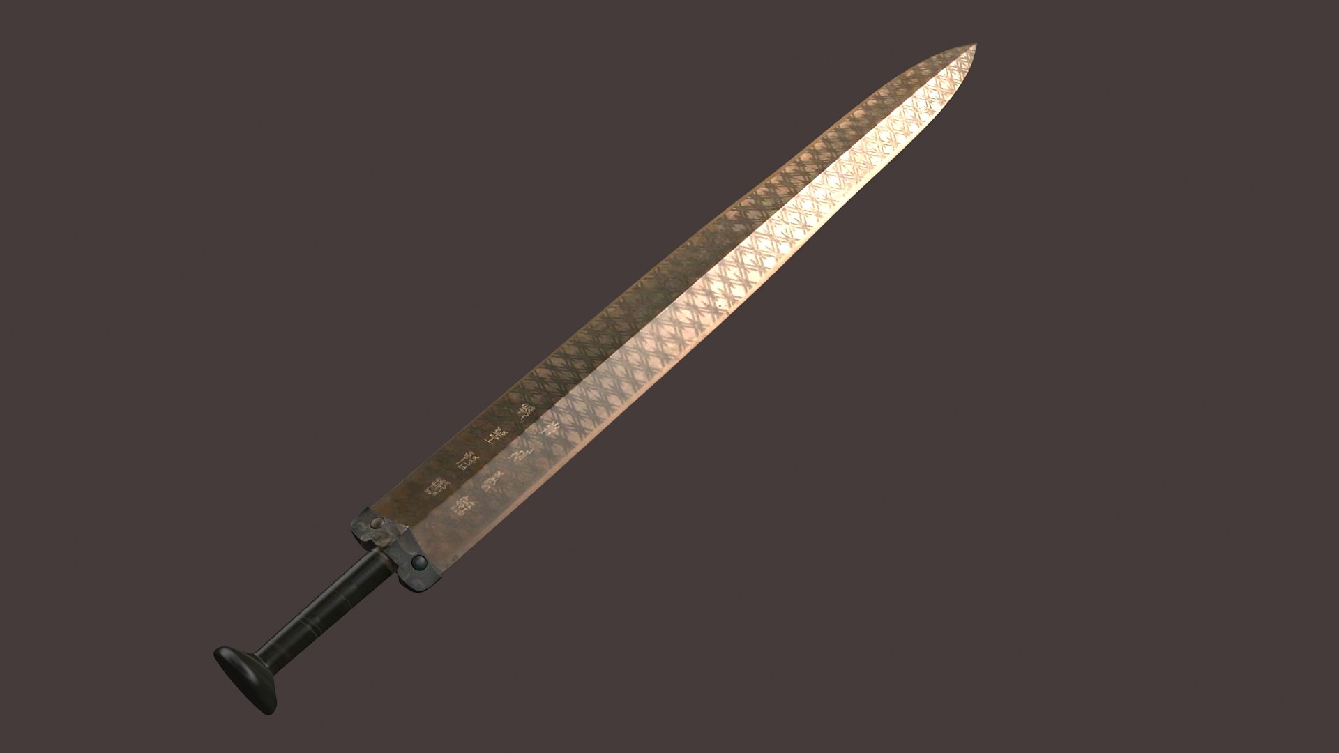 3D Sword Flachion Fantasy Steel Bronze Gold Weapons Melee Model ...