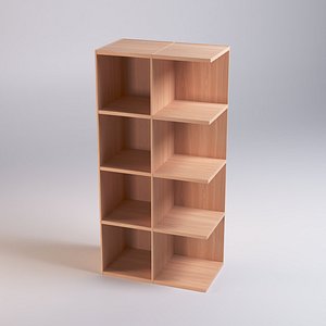 3D Japandi Tokyo Stepped Shelf Unit 3D Model - Blender FBX OBJ USD