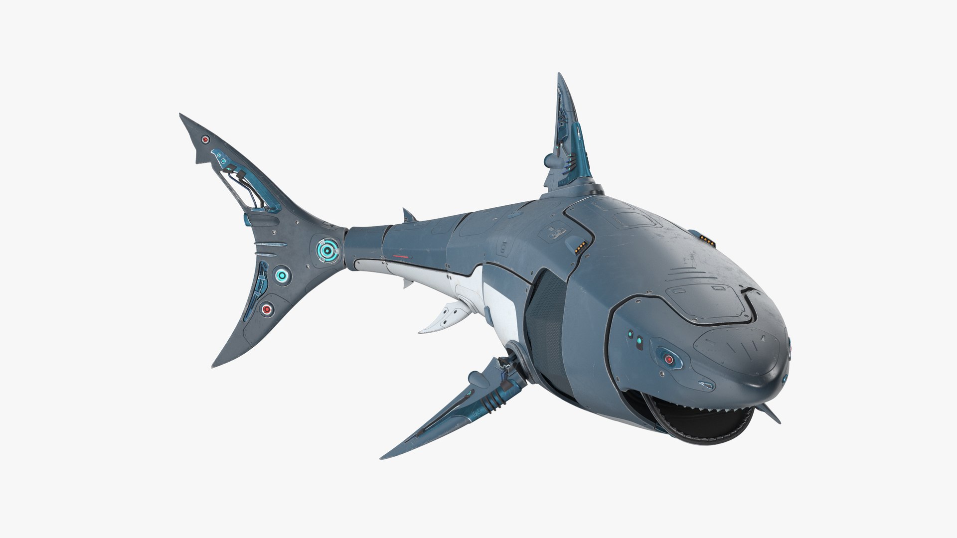 Shark Robot Rigged for Maya 3D model preview