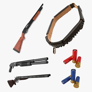 hunting 2 barrel shotgun 3D model