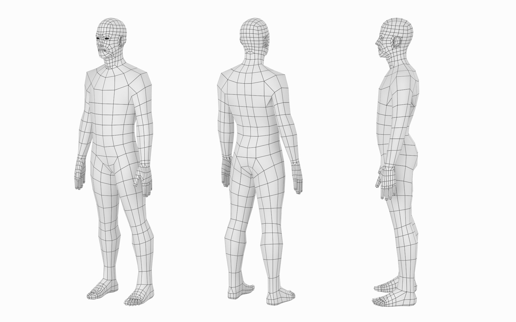 Natural Male In Rest Pose In 5 Topologies Model - TurboSquid 2119976