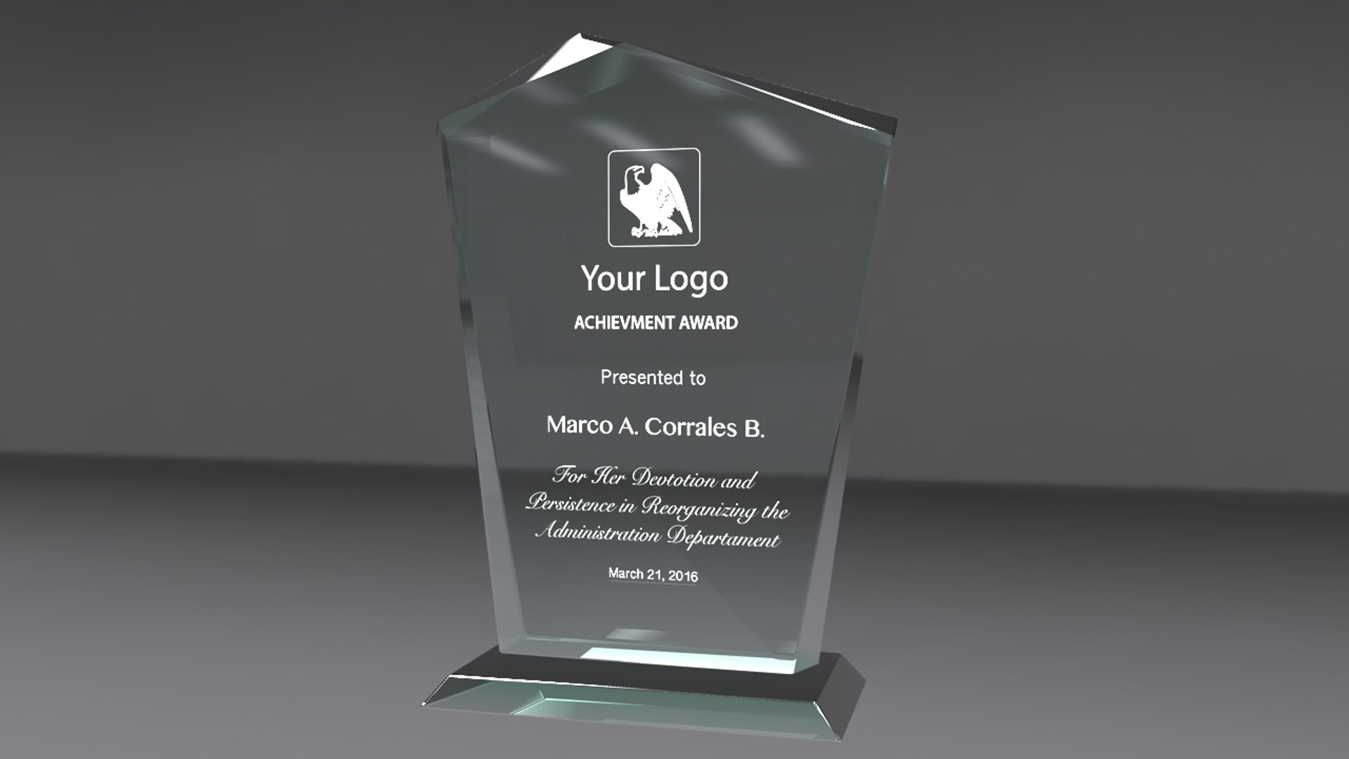 3d award glass model