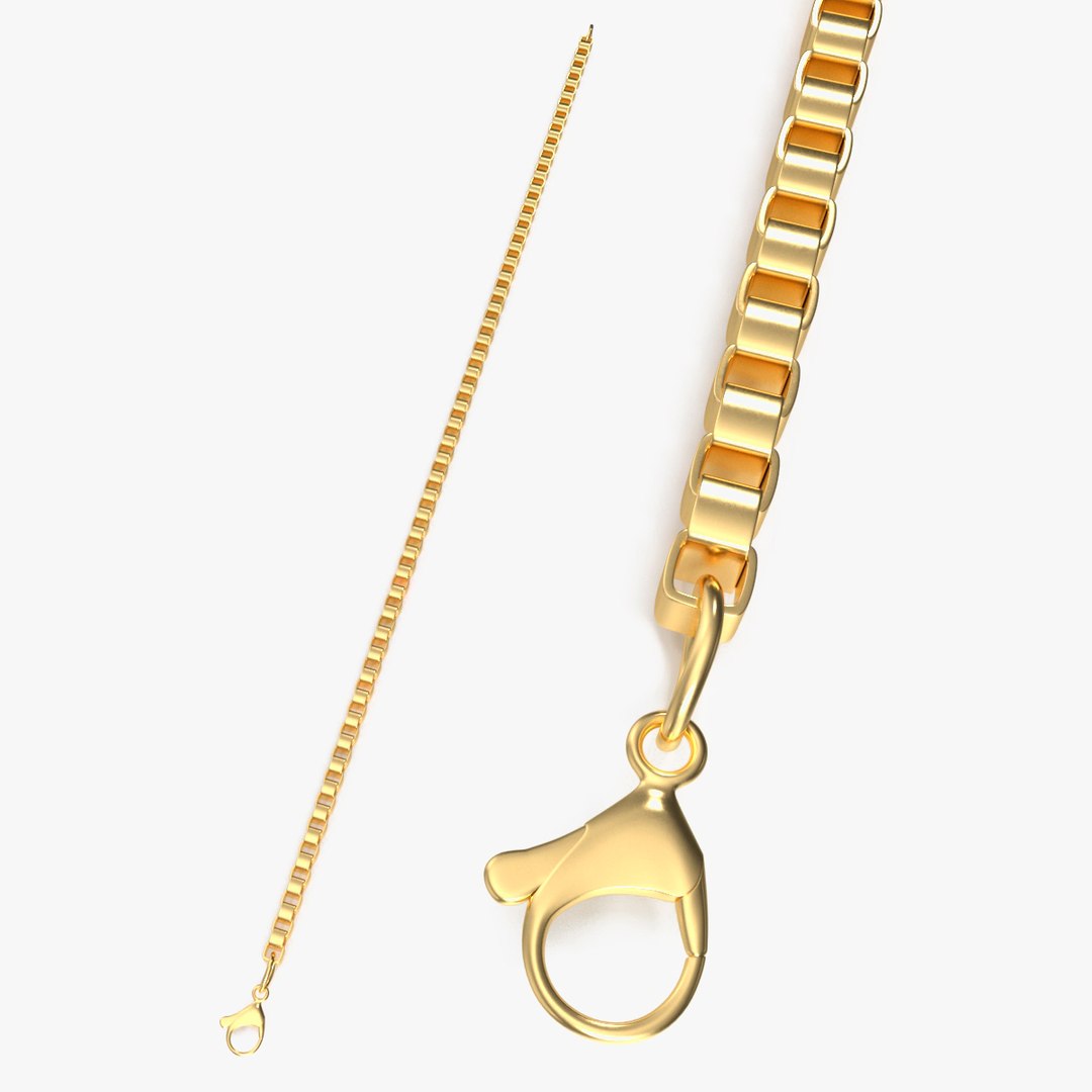 Golden Box Chain 3D model preview