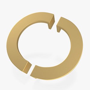 Door Handles Flat Semicircular Gold 3D model