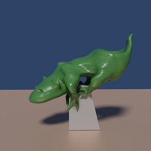 Lizard on a rock with a depression or cup in its body 3D model