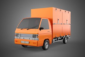 ORANGE PACKAGE MAIL POST SERVICE DELIVERY PARCEL BOX TRUCK VAN 3D
