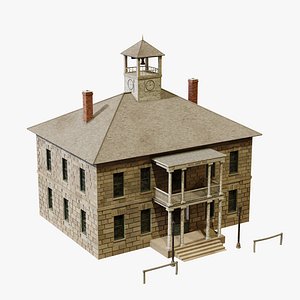 Wild West County Courthouse - Old West Stone Courthouse with Clock PBR