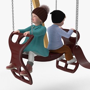 3D Boy and Girl on Swing model