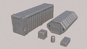3D model Sci-fi Container Set