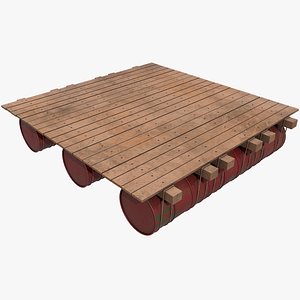 Wooden Raft v4 With Pbr 4K 8K model