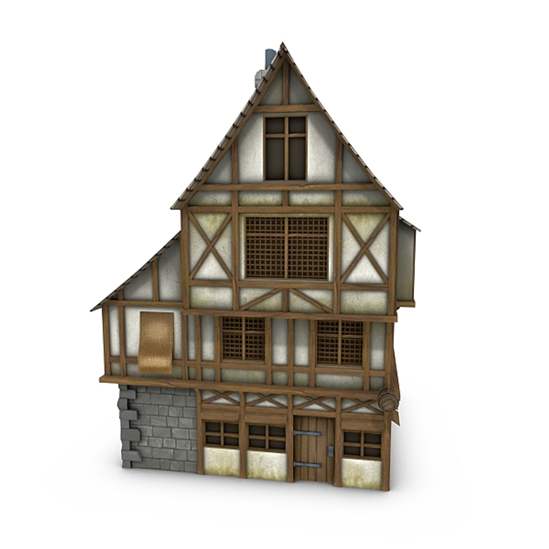 3d model medieval tavern buildings