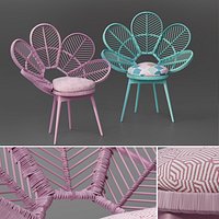 Junior Kid Painted rattan wood Peacock Chair Flower Chair