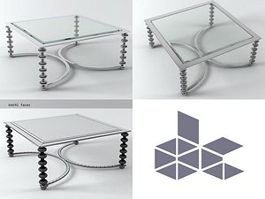 3D model chrome glass coffee table