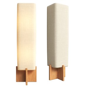 Toro Wood Floor Lamp with Woven Shade 3D