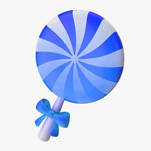 3D Blue Spiral Lollipop
