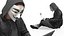 Hacker in Anonymous Mask Sitting Pose