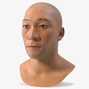 Feudal Japanese Man Head with Neutral Expression