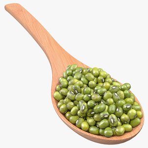 Mung Beans in Wooden Spoon