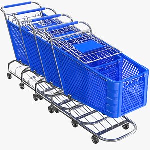 Detailed Plastic Shopping Carts model