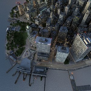 Manhattan Lower Tip Night Low Poly