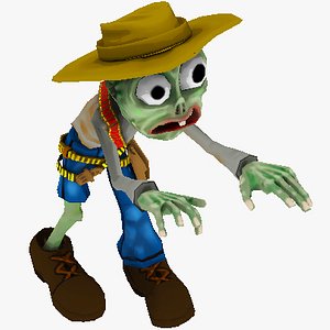 toon cowboy zombie character 3d max