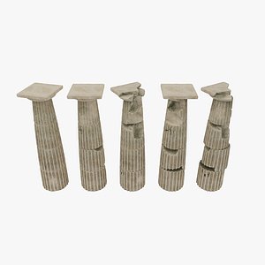 3D Doric Column Set 3D model