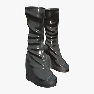 3D Women Camouflage Military Soldier Boots model