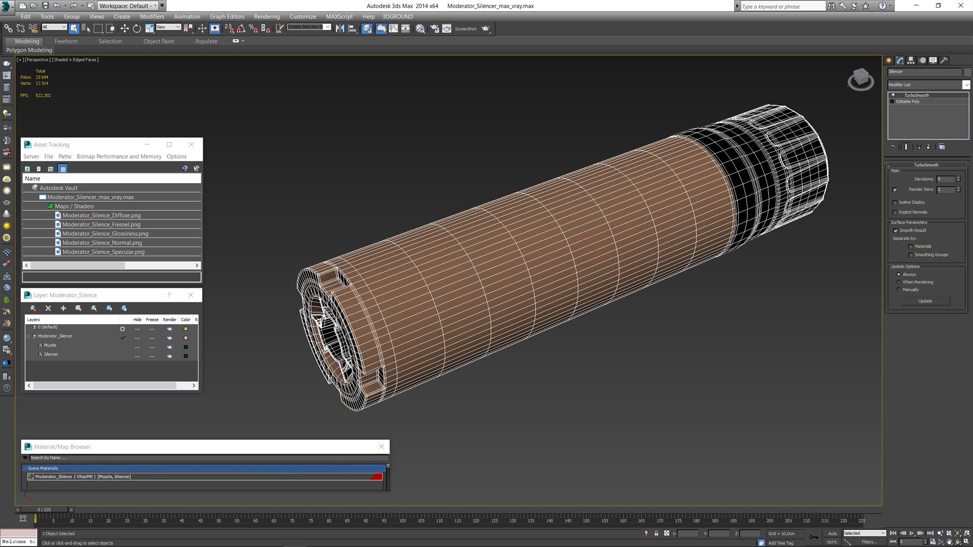 Moderator Silencer 3D Model - TurboSquid 2246284