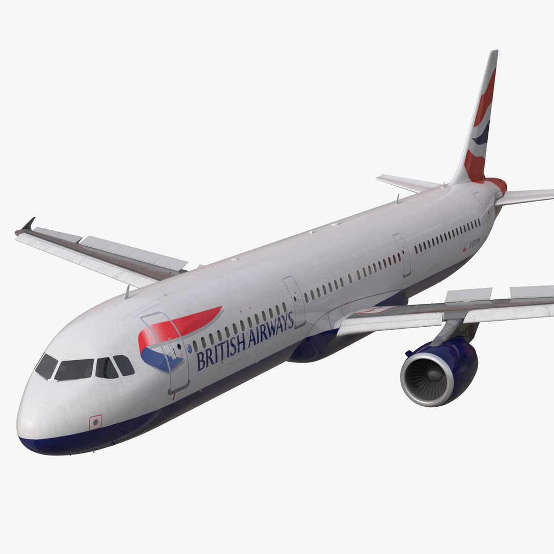 Airbus A321 British Airways Rigged 3D model preview