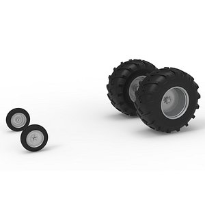 Wheel Set of Vintage Pulling tractor Version 2 Scale 1 to 25 3D model
