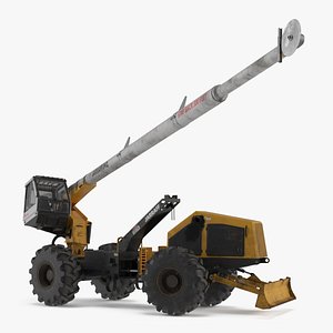3D Jarraff Boom Saw Tree Trimmer on Wheels Dirt Rigged for Maya model